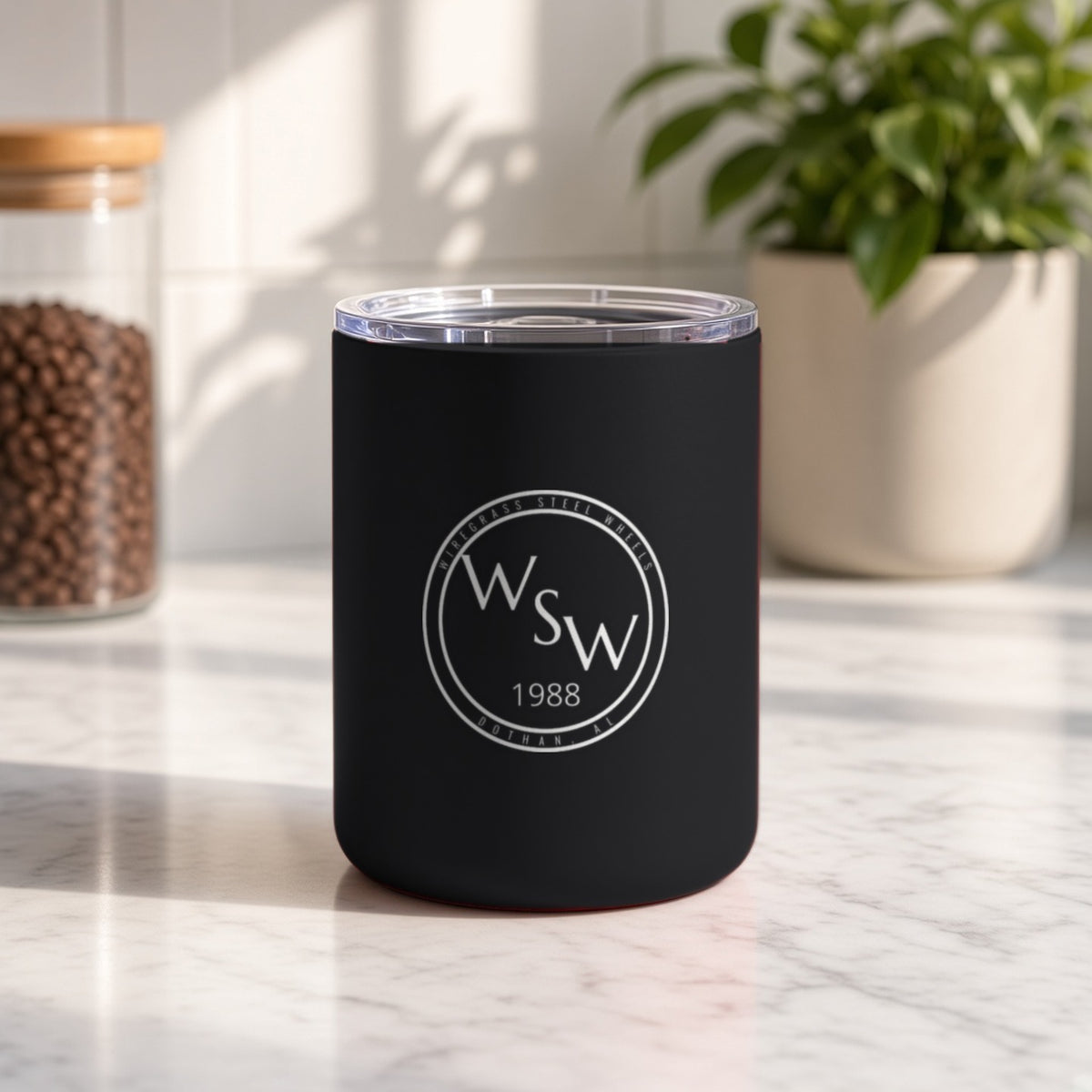 Wiregrass Steel Wheels Insulated Tumbler 10oz – Black