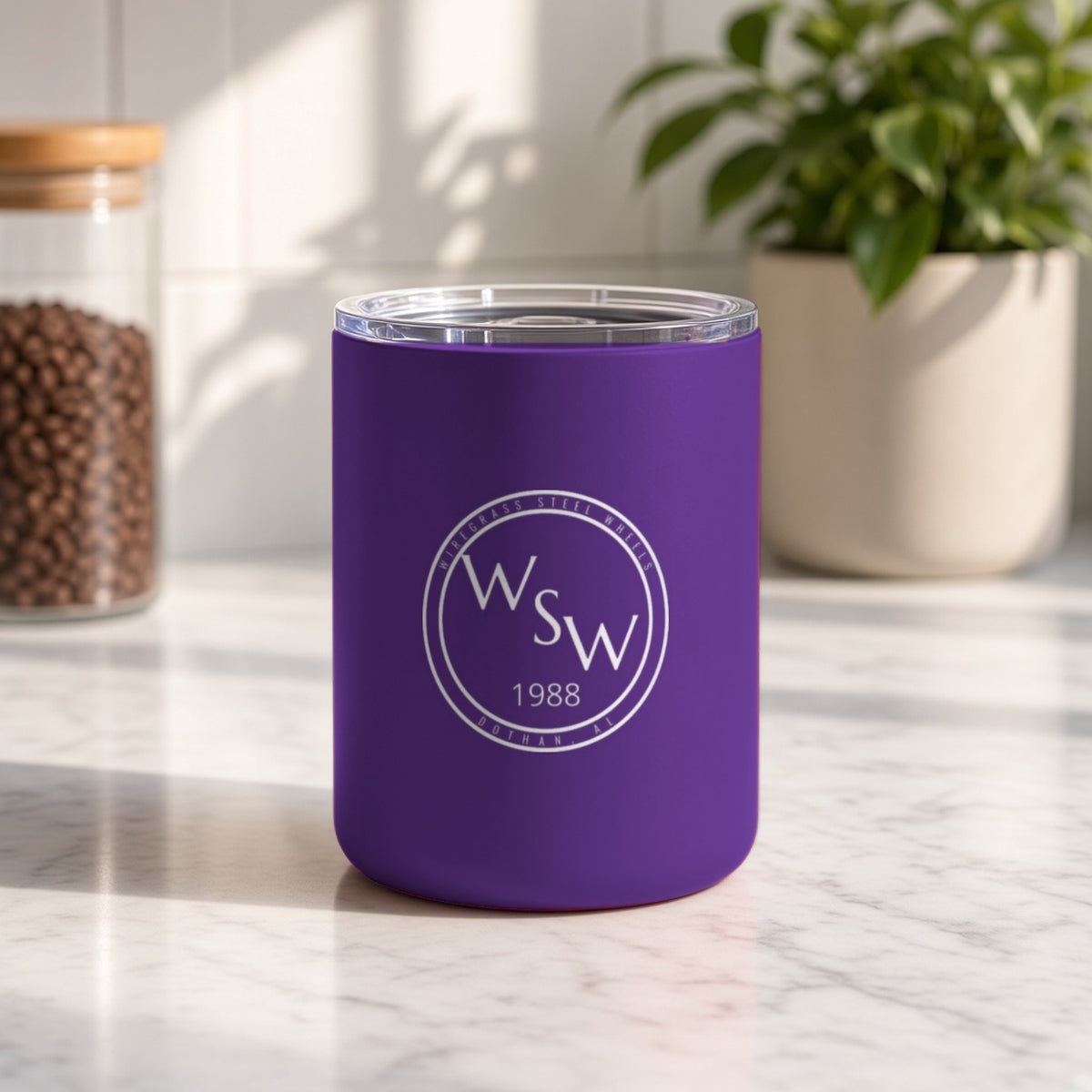 Wiregrass Steel Wheels Insulated Tumbler 10oz – Dark Purple