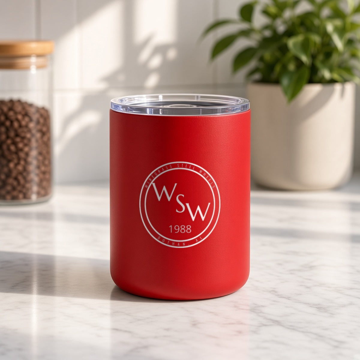 Wiregrass Steel Wheels Insulated Tumbler 10oz – Red