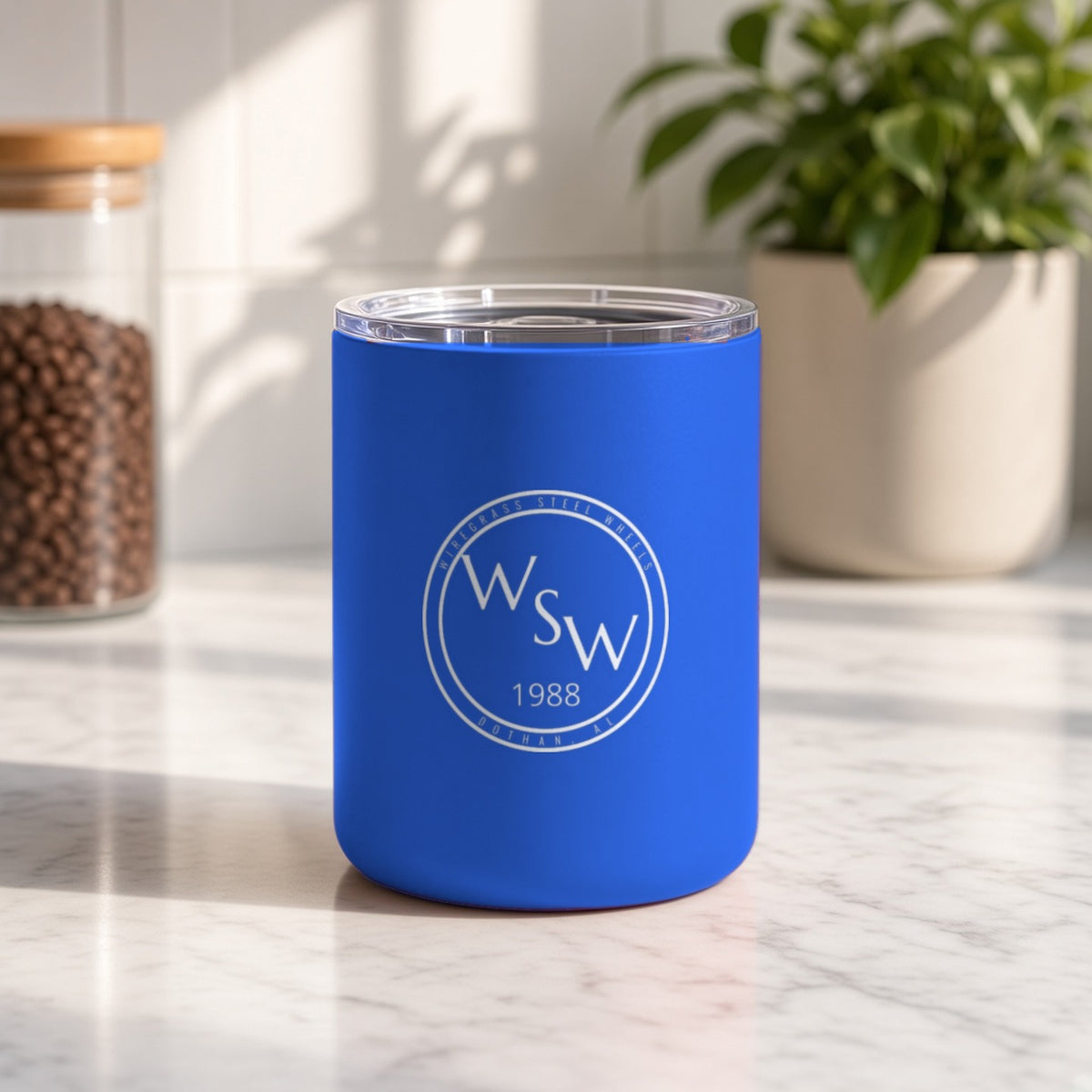 Wiregrass Steel Wheels Insulated Tumbler 10oz – Royal Blue