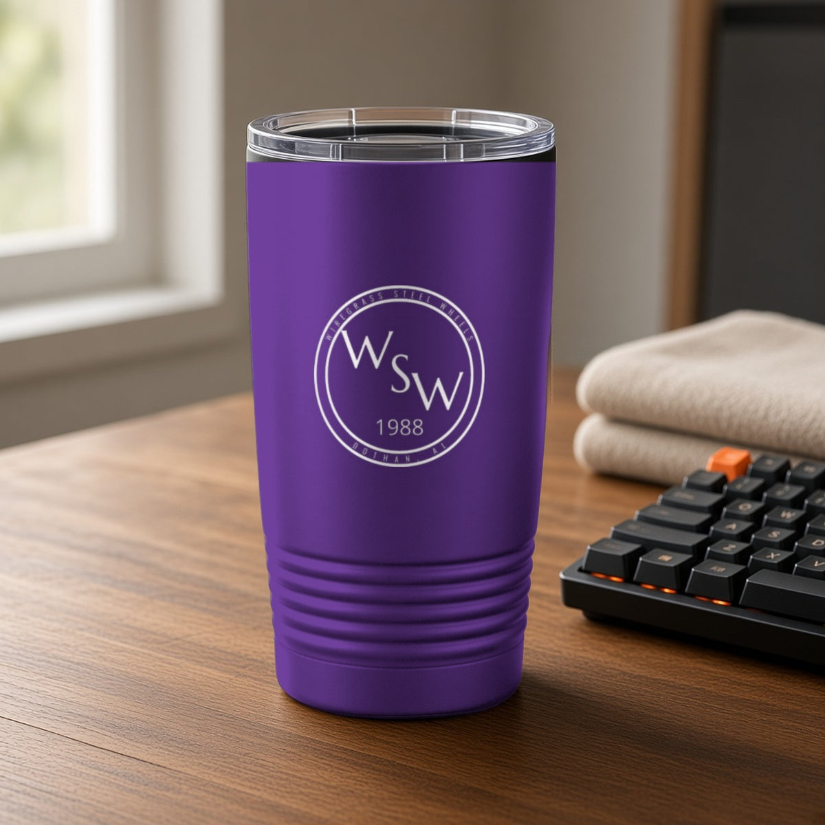 Wiregrass Steel Wheels Insulated Tumbler 20oz – Dark Purple