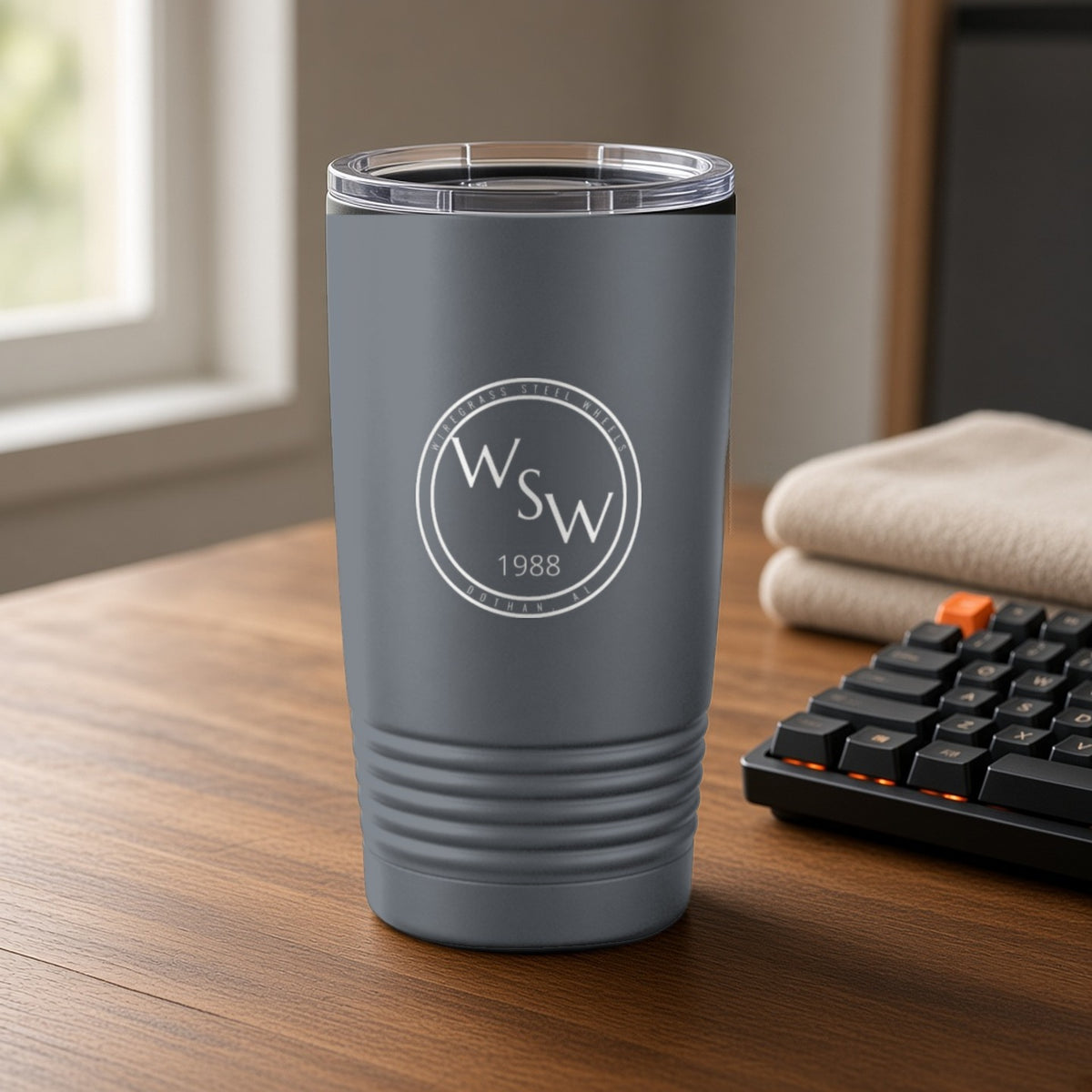 Wiregrass Steel Wheels Insulated Tumbler 20oz – Iron Gray