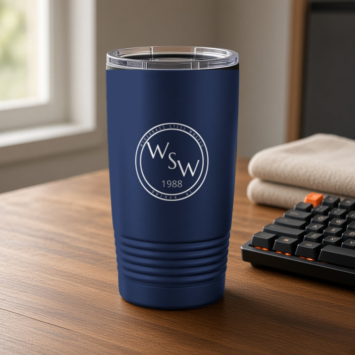 Wiregrass Steel Wheels Insulated Tumbler 20oz – Navy