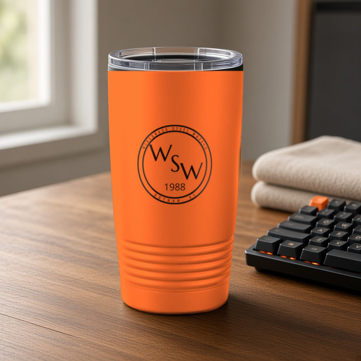 Wiregrass Steel Wheels Insulated Tumbler 20oz – Orange
