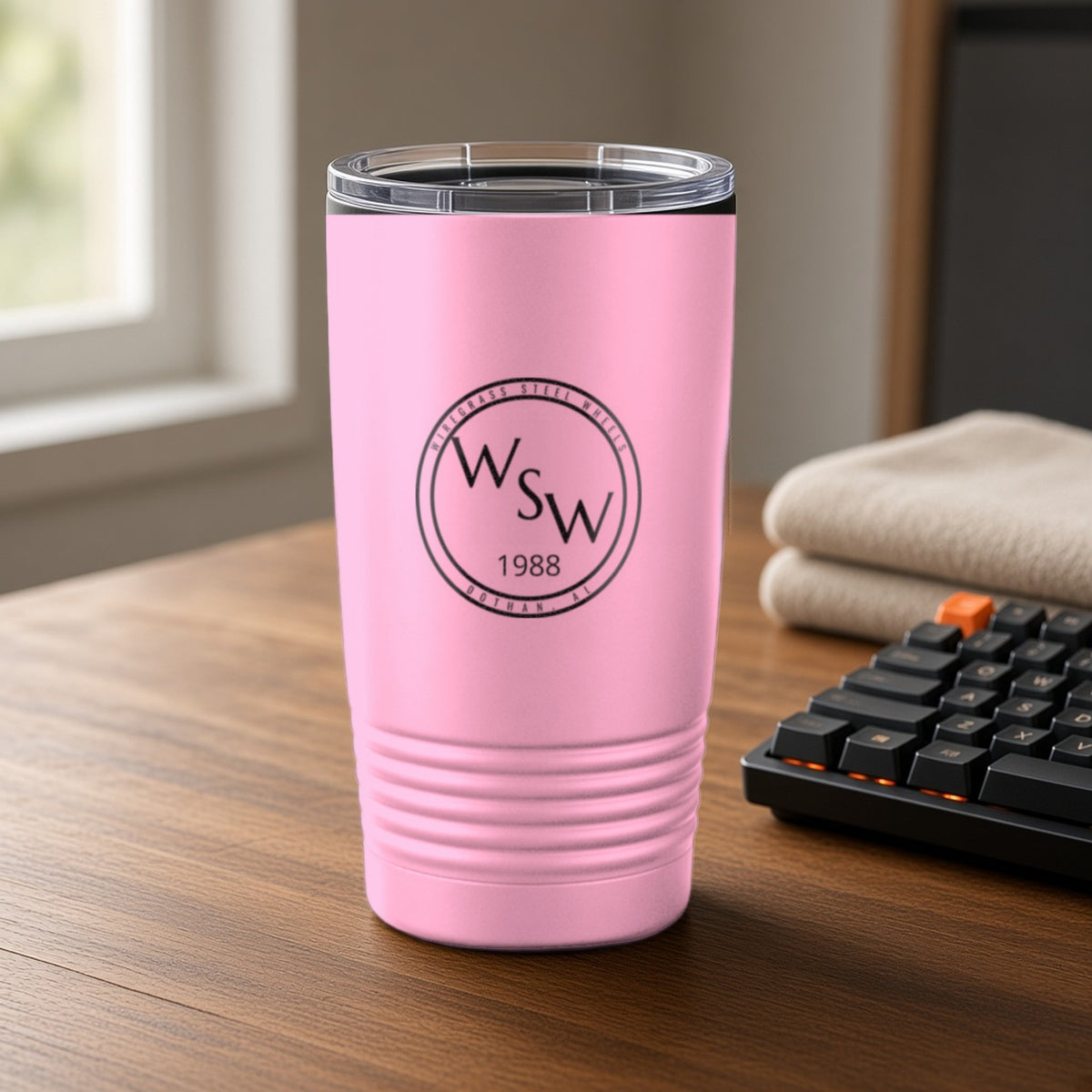 Wiregrass Steel Wheels Insulated Tumbler 20oz – Pink