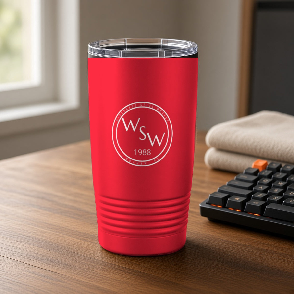 Wiregrass Steel Wheels Insulated Tumbler 20oz – Red
