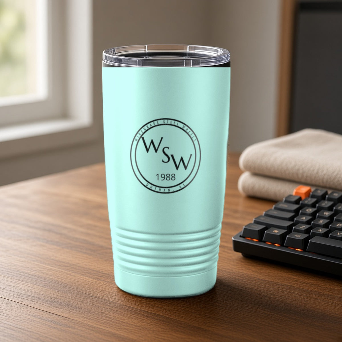 Wiregrass Steel Wheels Insulated Tumbler 20oz – Teal