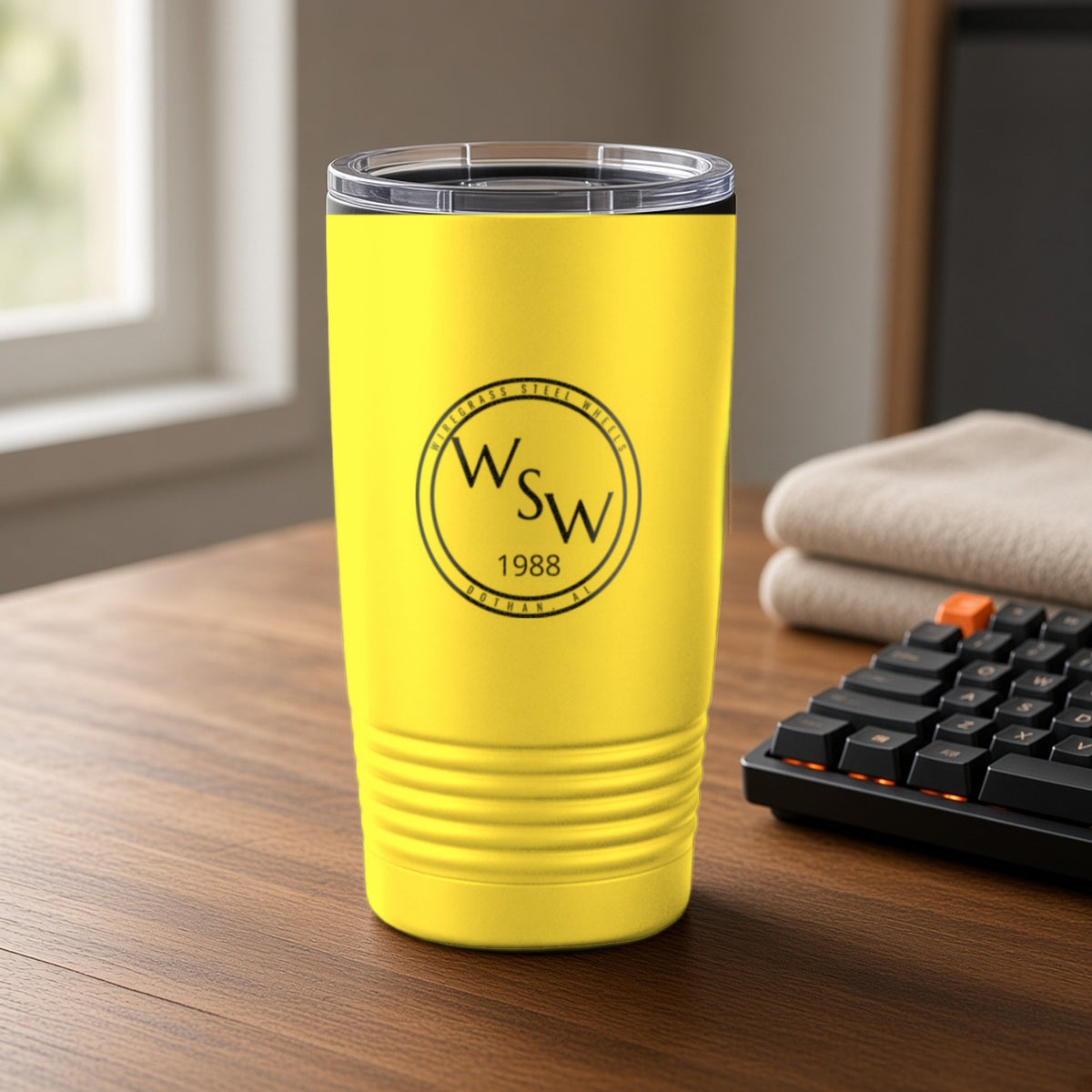 Wiregrass Steel Wheels Insulated Tumbler 20oz – Yellow