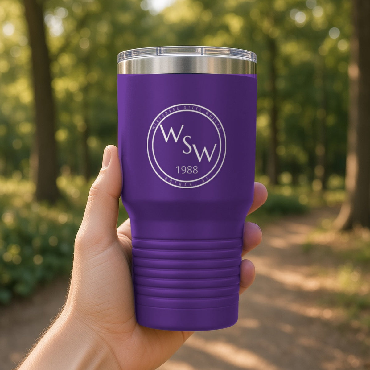 Wiregrass Steel Wheels Insulated Tumbler 30oz – Dark Purple