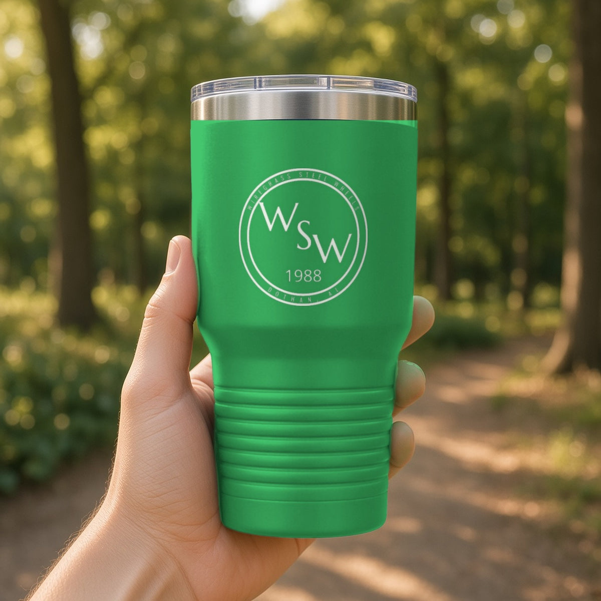 Wiregrass Steel Wheels Insulated Tumbler 30oz – Green