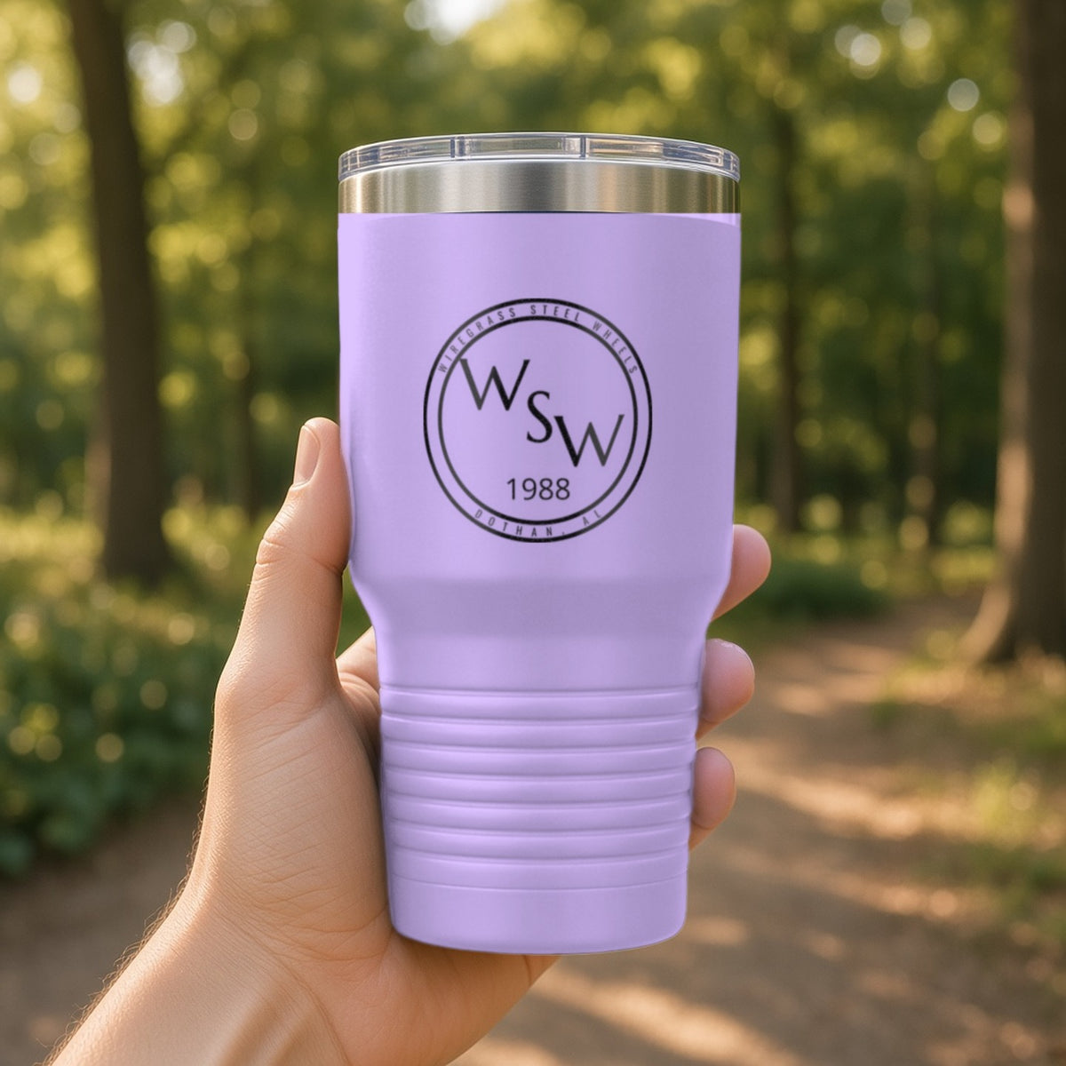 Wiregrass Steel Wheels Insulated Tumbler 30oz – Light Purple