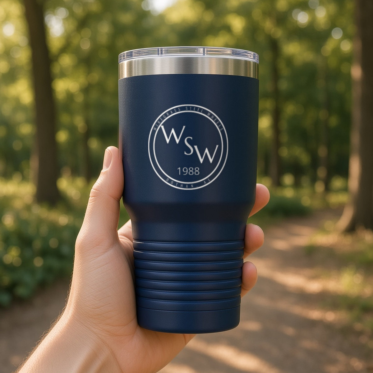 Wiregrass Steel Wheels Insulated Tumbler 30oz – Navy