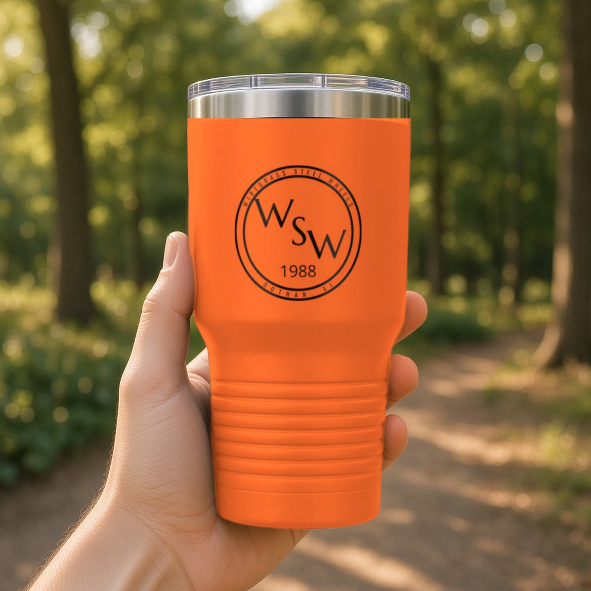 Wiregrass Steel Wheels Insulated Tumbler 30oz – Orange