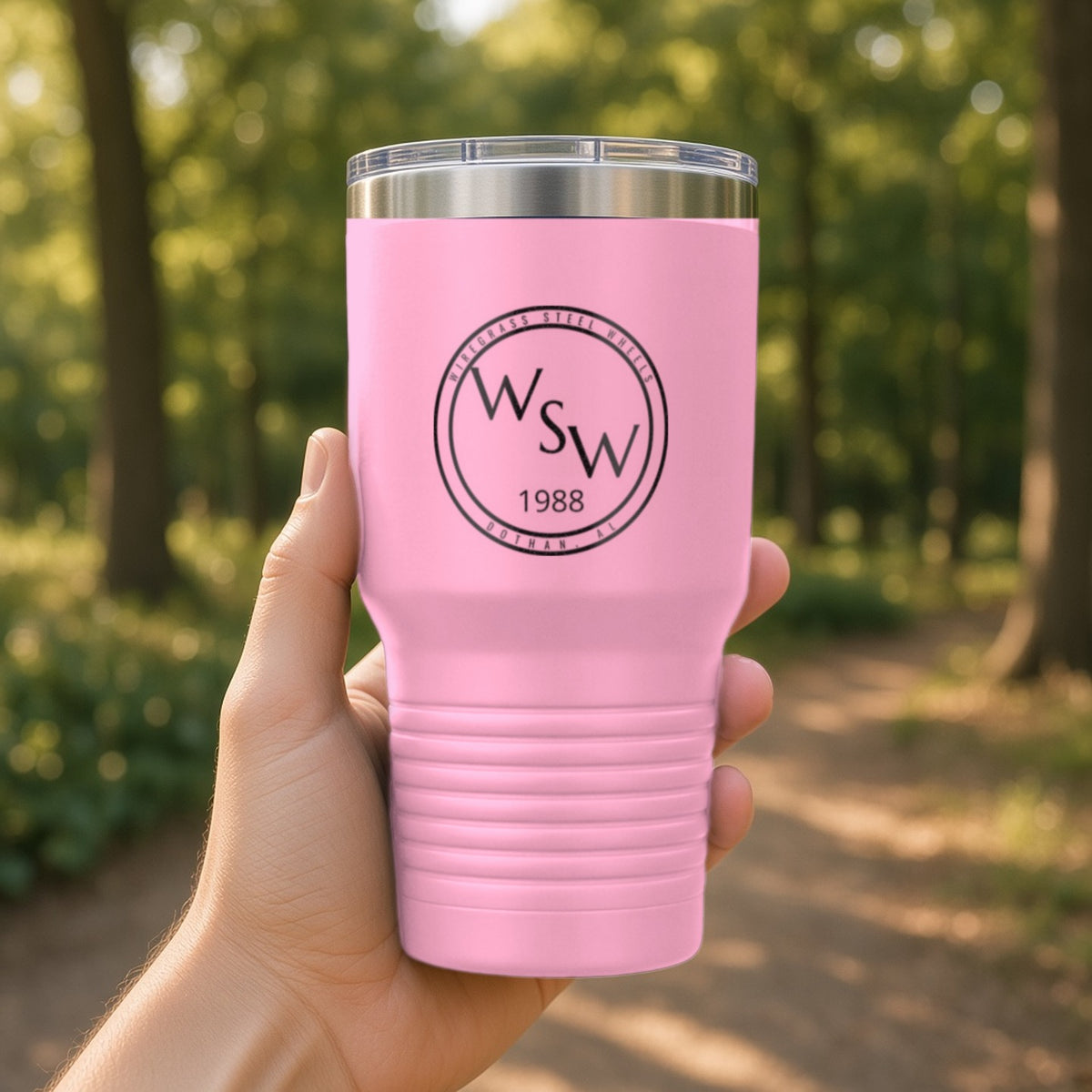 Wiregrass Steel Wheels Insulated Tumbler 30oz – Pink