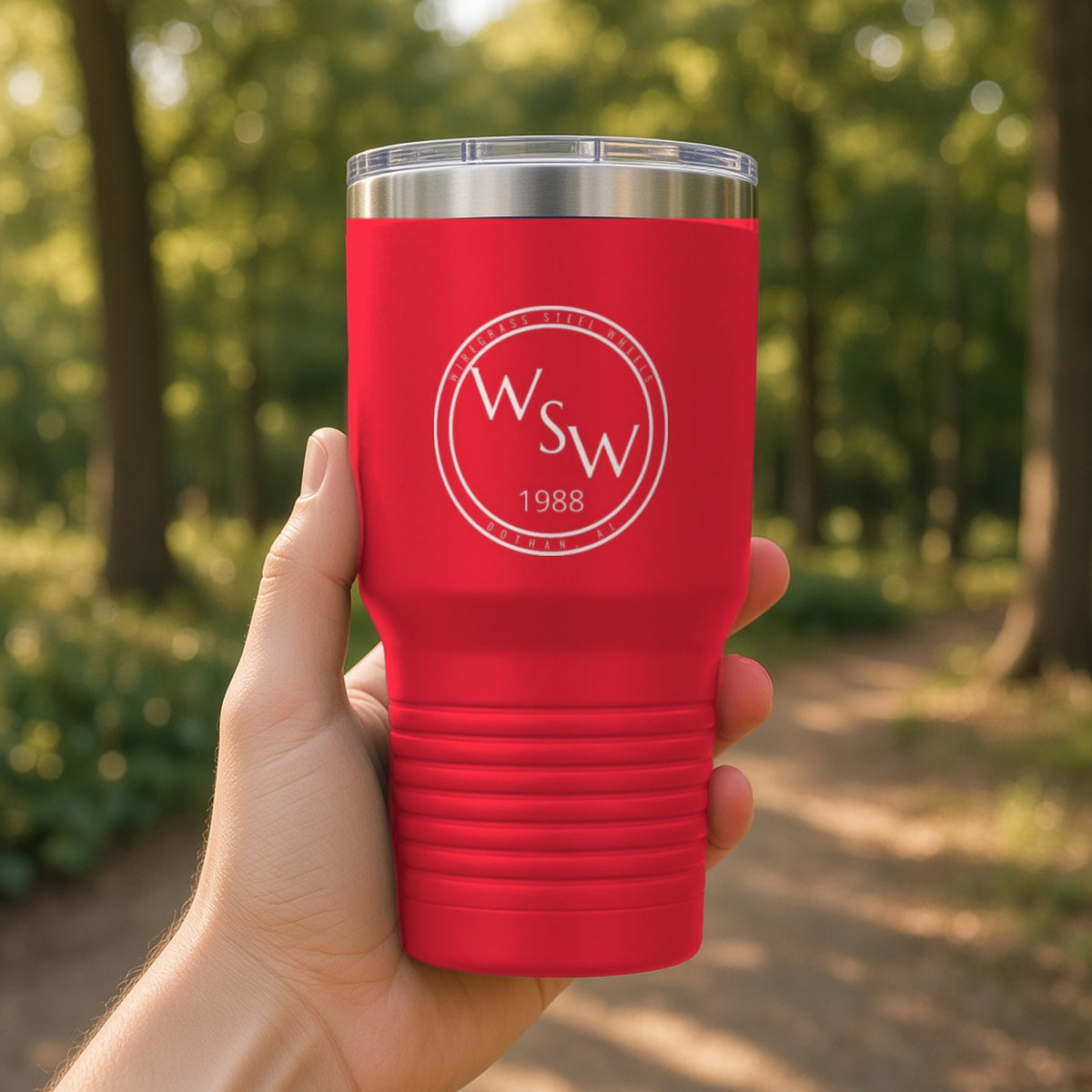 Wiregrass Steel Wheels Insulated Tumbler 30oz – Red