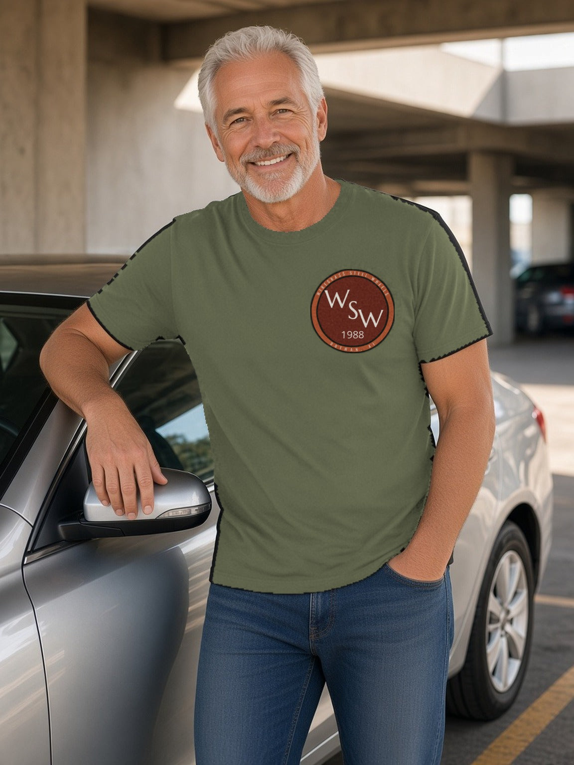 Wiregrass Steel Wheels Tee (Polyester) – Military Green