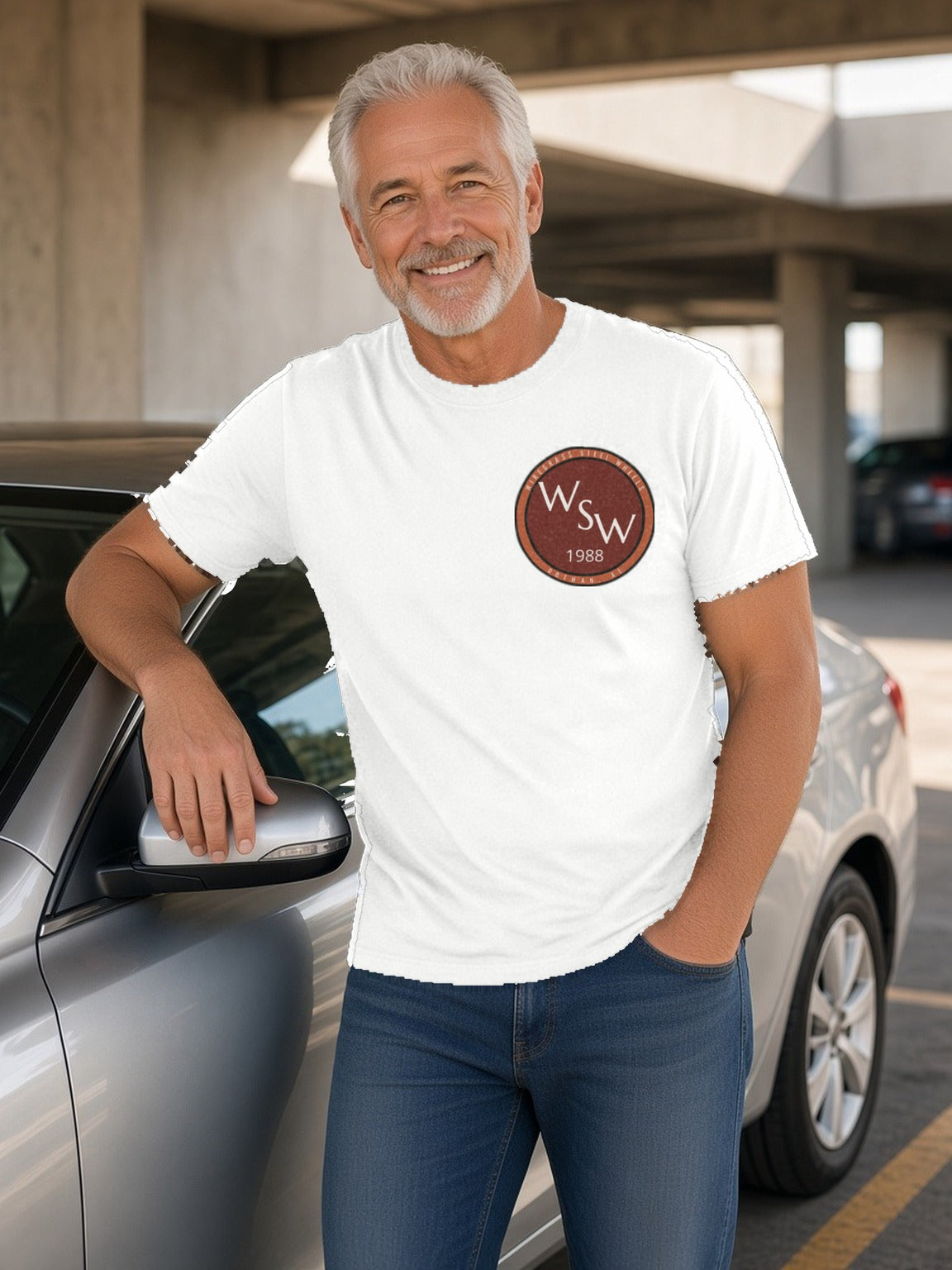 Wiregrass Steel Wheels Tee (Polyester) – White