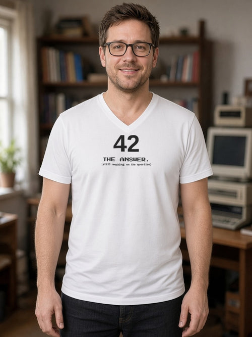 42 The Answer V-Neck Tee (Poly Blend) - White