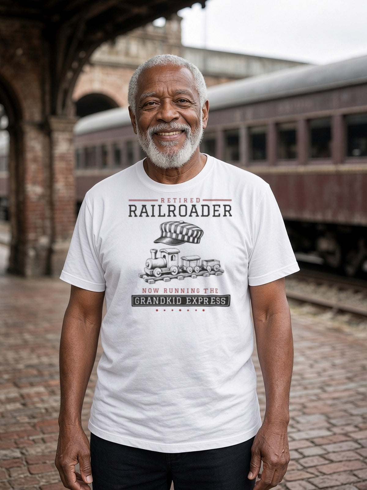 Retired Railroader Grandkid Express Tee - White