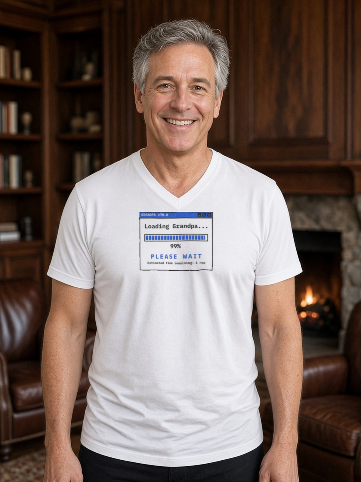 Loading Grandpa 99% V-Neck Tee - White