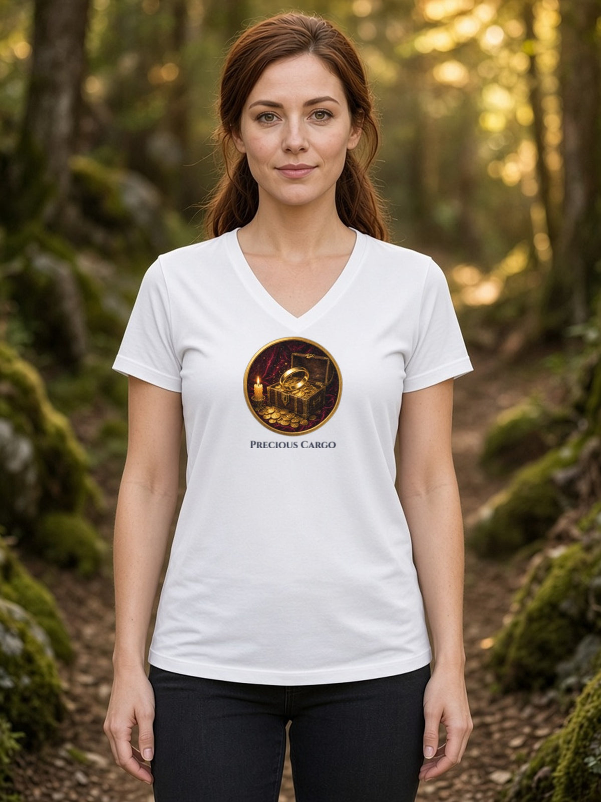 Precious Cargo Treasure Chest V-Neck Tee - White